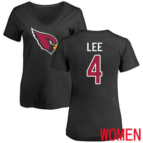 Arizona Cardinals Black Women Andy Lee Name And Number Logo NFL Football #4 T Shirt->nfl t-shirts->Sports Accessory